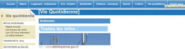 Page antennes du site de salon de provence